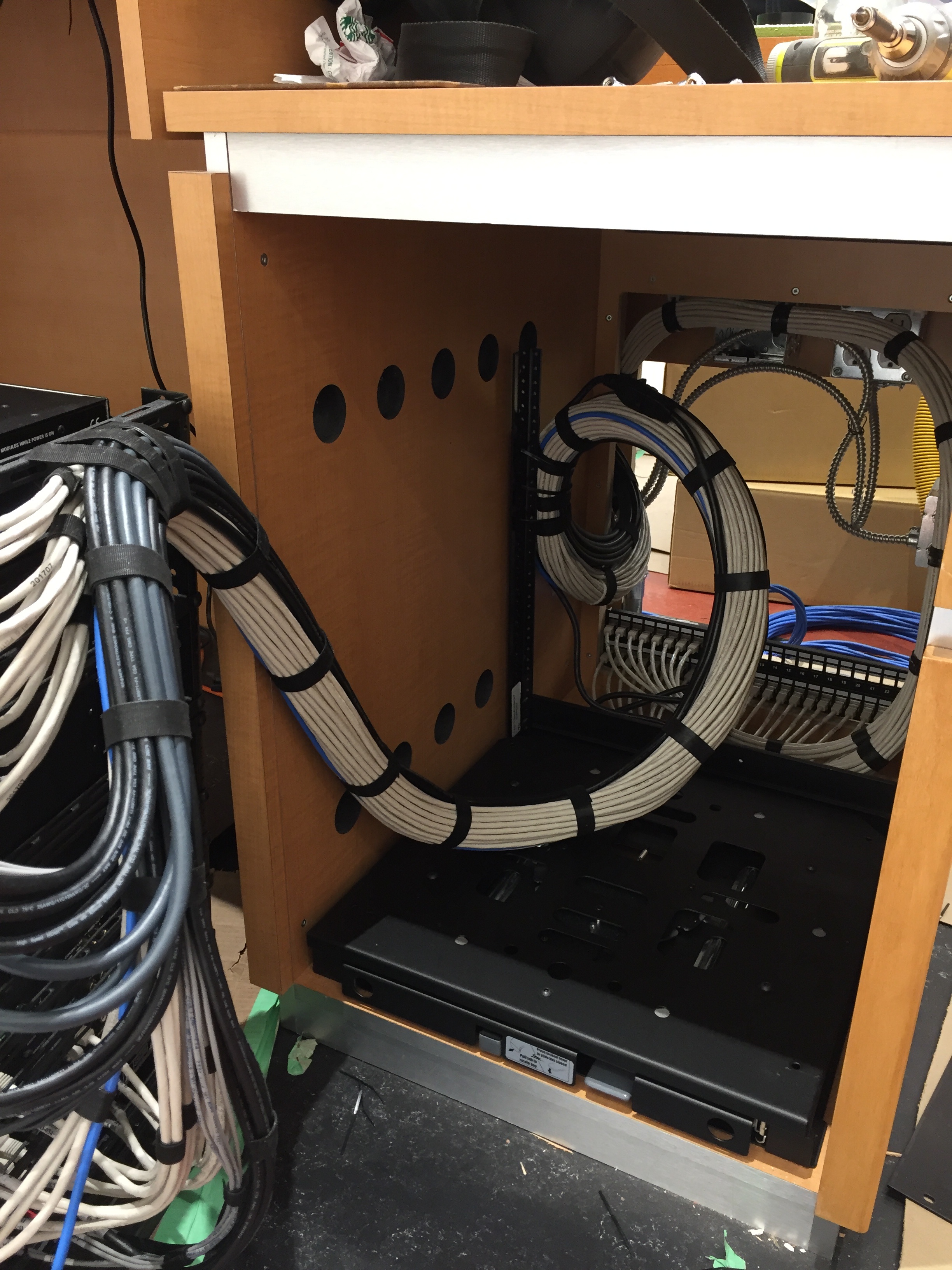 Advanced Broadcast Cabling, Installation of Cables and Equipment, LECTURE THEATER LECTERN RACK, SMALL RACK, PULL OUT RACK, CREDENZA, DATA PATCH, NETWORK PATCH, CRESTRON CONTROL