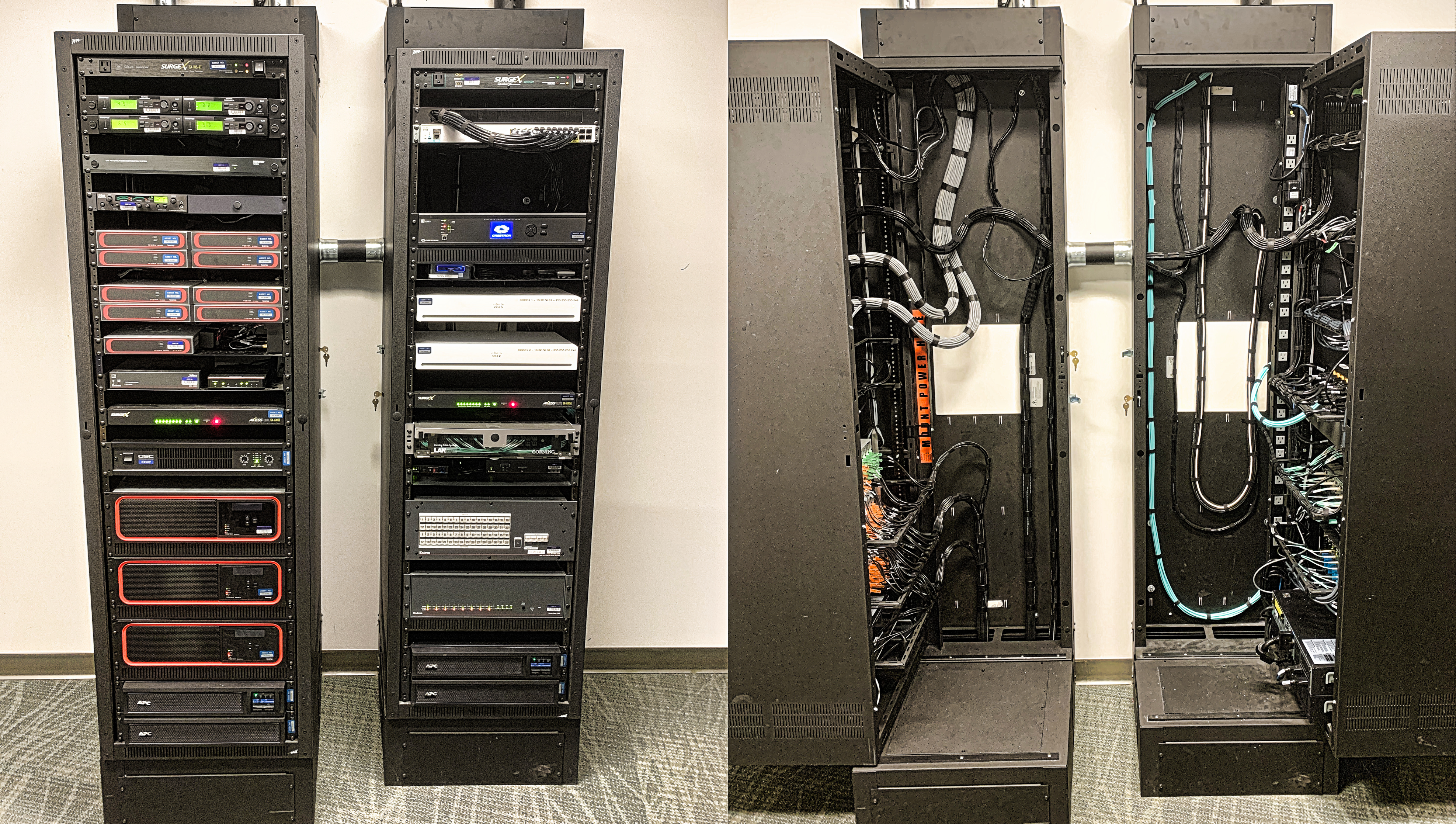 Advanced Broadcast Cabling, Installation of Cables and Equipment, LECTURE THEATER, WALL RACKS, FIBER SYSTEM, BIAMP AUDIO, BIAMP CONTROL, EXTRON MATRIX, MICROPHONE